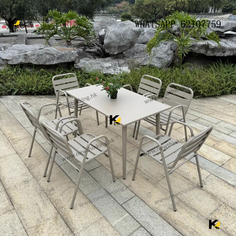 A&5147戶外桌子椅子防水 咖啡桌椅組合 露天休息區室外專用圓枱 長枱 奶茶店休閒枱椅 全新包送貨