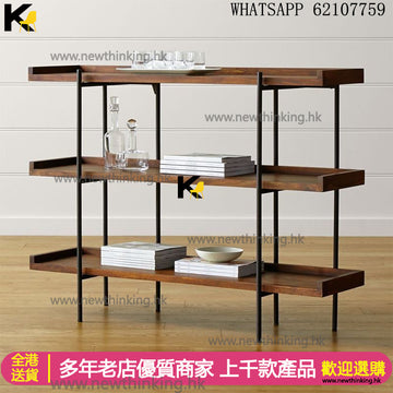 A&3982美式實木書架 置物架 多層收納架 落地架 鐵藝書櫃newthinking