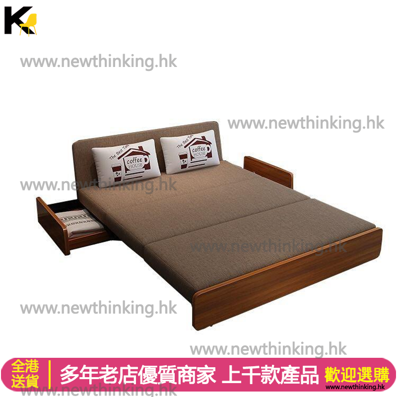 A&0218布藝梳化床 sofa bed 沙發床帶儲物櫃 櫃桶 折疊床