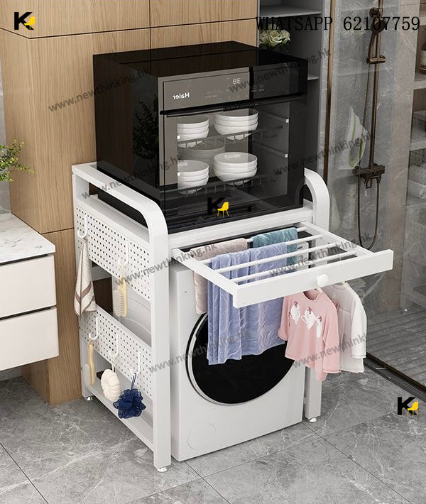 A&4002洗衣機置物架 廚房置物架 晾衣架 洗衣機乾衣機雙層置物架 微波爐烤爐置物架 滾筒陽台儲物架