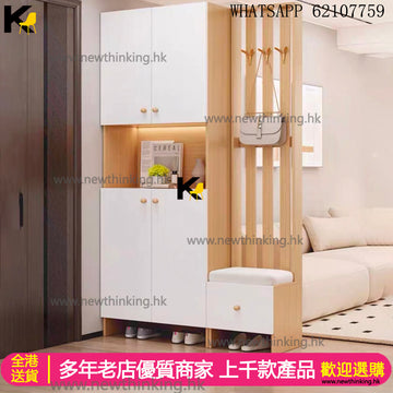 A&4008高身鞋櫃 入門櫃 換鞋凳掛衣架鞋櫃一體組合櫃 加厚背板 玄關櫃 屏風櫃 隔斷櫃 雜物櫃 鞋架 大容量收納櫃 儲物櫃newthinking