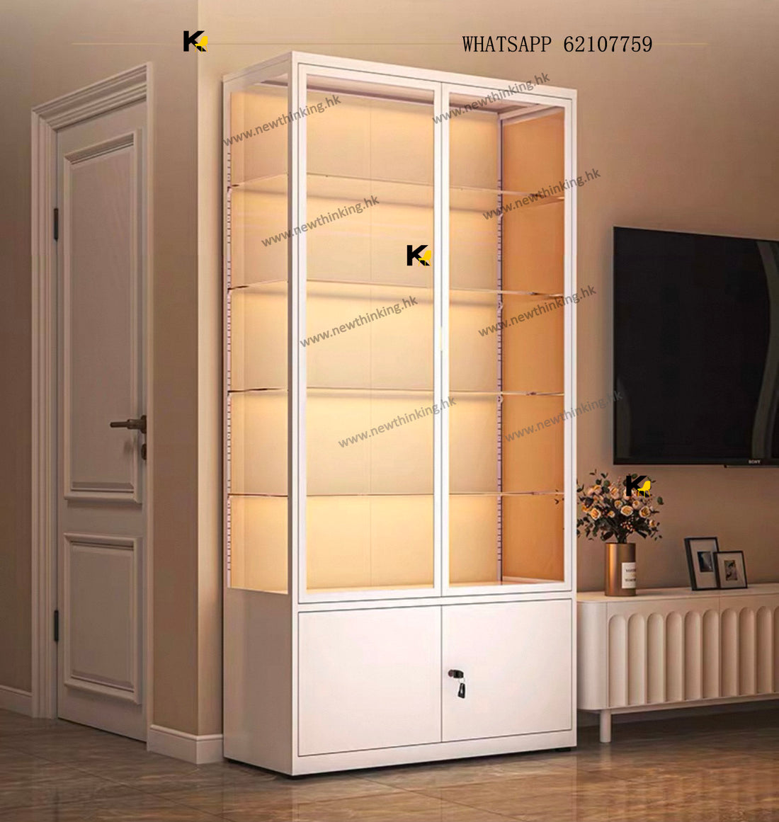 A&4010展示櫃 鋼化玻璃櫃 手辦櫃 高清透明櫃 陳列櫃 包包收納櫃 玩具櫃 模型櫃newthinking