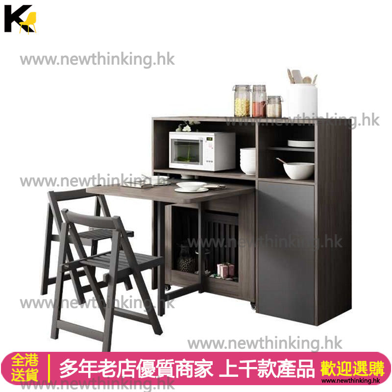 A&0290免安裝多功能伸縮餐枱椅組合 折疊桌 摺枱 餐邊櫃組合櫃 小戶型家用餐桌 飯枱