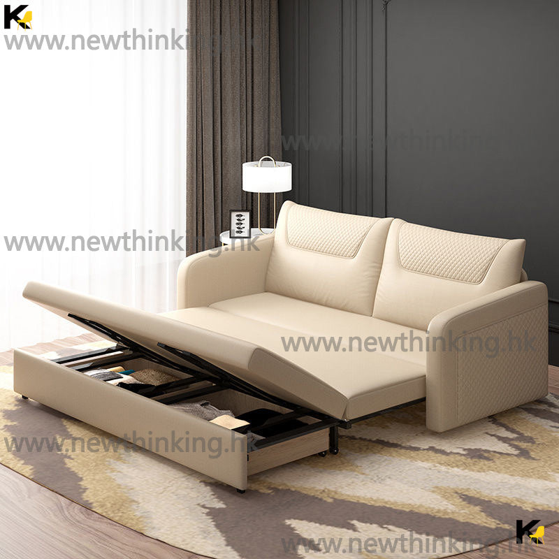 A&0418布藝梳化床 沙發床 儲物沙發床 海綿乳膠椰棕坐墊多顏色選擇推拉床 折疊沙發床 免洗科技佈梳化床防水防污