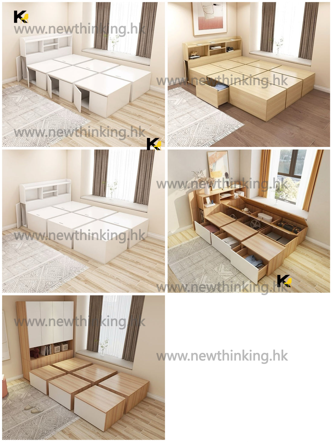A&0536格仔床 榻榻米儲物床 地台床 收納床 床架