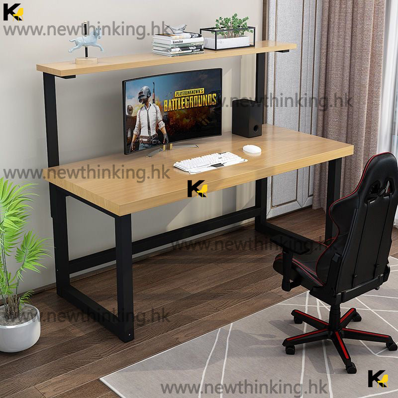 A&5003實木書枱 辦公枱 雙層書桌 學習桌 電腦枱 電腦桌 書架 可訂製尺寸 全新包送貨