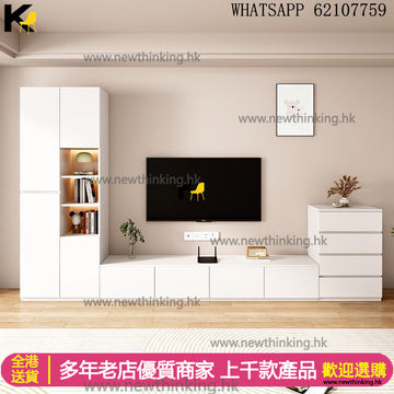 A&1517可訂製尺寸電視櫃邊櫃組合高身櫃 實木生態板落地櫃 客廳收納櫃 儲物櫃 櫃桶櫃 邊櫃 組合櫃 多色選擇電視機櫃 全新包送貨