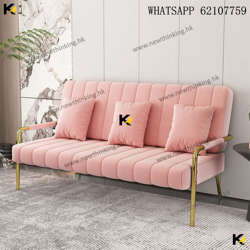 A&0471簡易沙發 布藝梳化 粉色雙人位梳化 單人位沙發