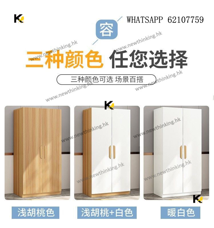 A&0478衣櫃 平開門衣櫃 臥室儲物櫃 收納櫃 簡約雙開門衣櫃 掩門櫃 掩門衣櫃