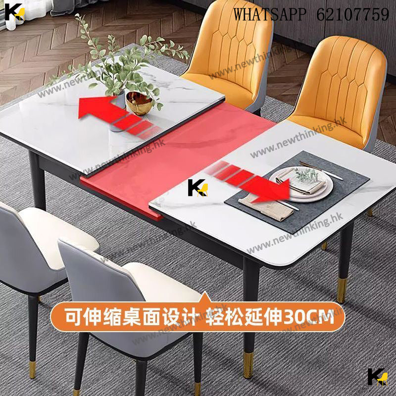 A&0488伸縮枱岩板餐枱收縮餐桌椅組合折疊枱摺枱食飯枱餐椅