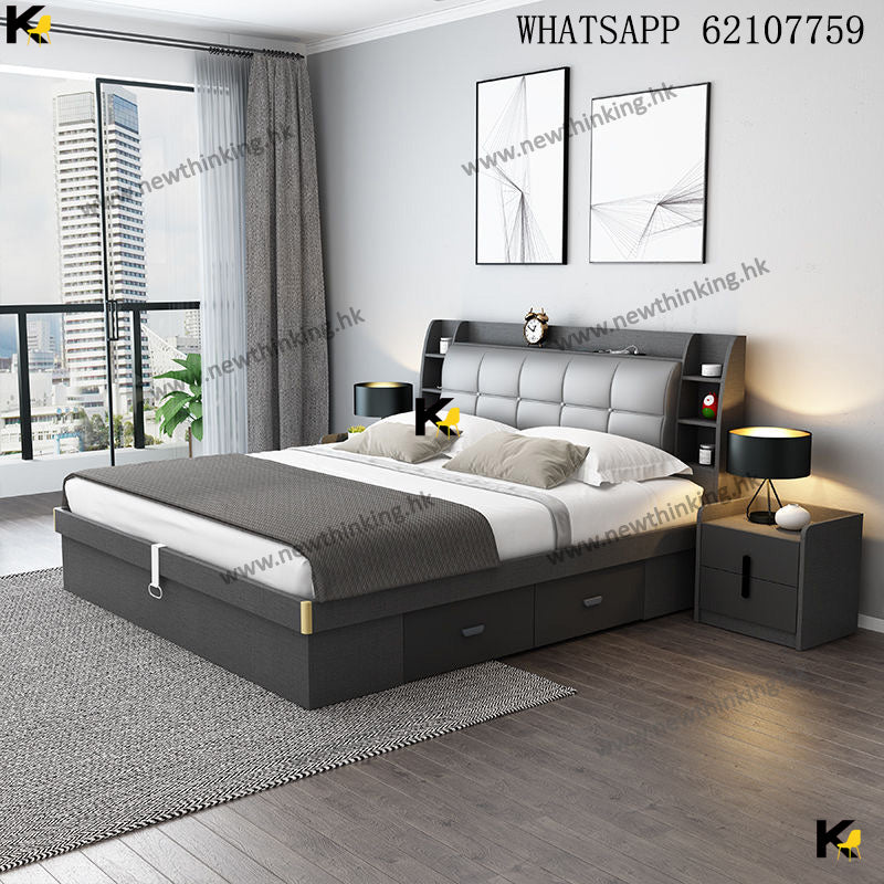 A&0494氣動高壓床 油壓床 抽屜床 櫃桶床 儲物床 床架 收納式床架 雙人床 高箱床