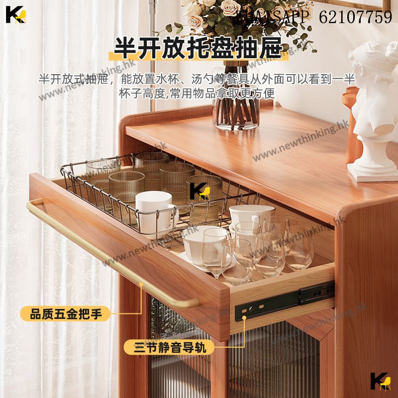 A&0503免安裝實木餐邊機 碗櫃 廚房收納櫃 廚房置物櫃碗碟櫃 雜物櫃 玻璃櫃 櫥櫃