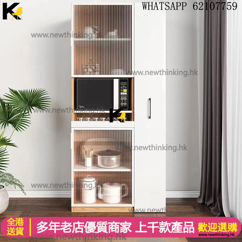 A&0542高身餐邊櫃 防爆玻璃櫃 儲物櫃 廚房置物櫃 大容量櫃子 微波爐置物架 烤箱架子 收納櫃