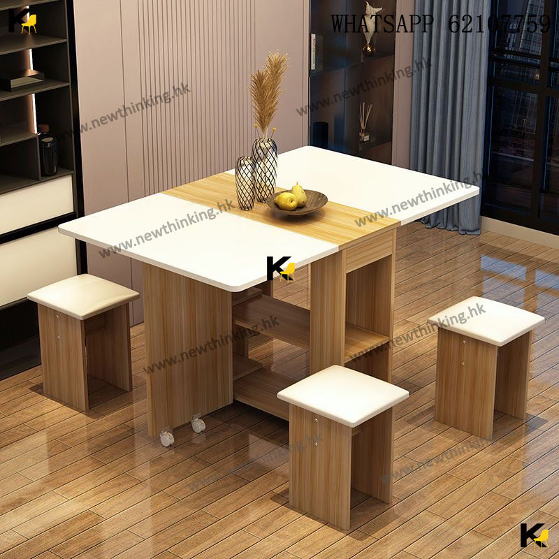 A&1487桌凳組合 摺枱 蝴蝶枱 餐桌餐椅组合 軟包座椅 凳子 一枱四椅 摺疊餐桌