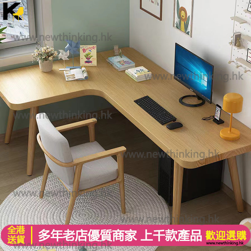 A&5227實木松木書桌 書台 轉角辦公枱 L形寫字台 L型電腦桌 電腦枱 辦公椅 電腦椅子 桌椅組合 結實耐用 全新桌子可訂製尺寸
