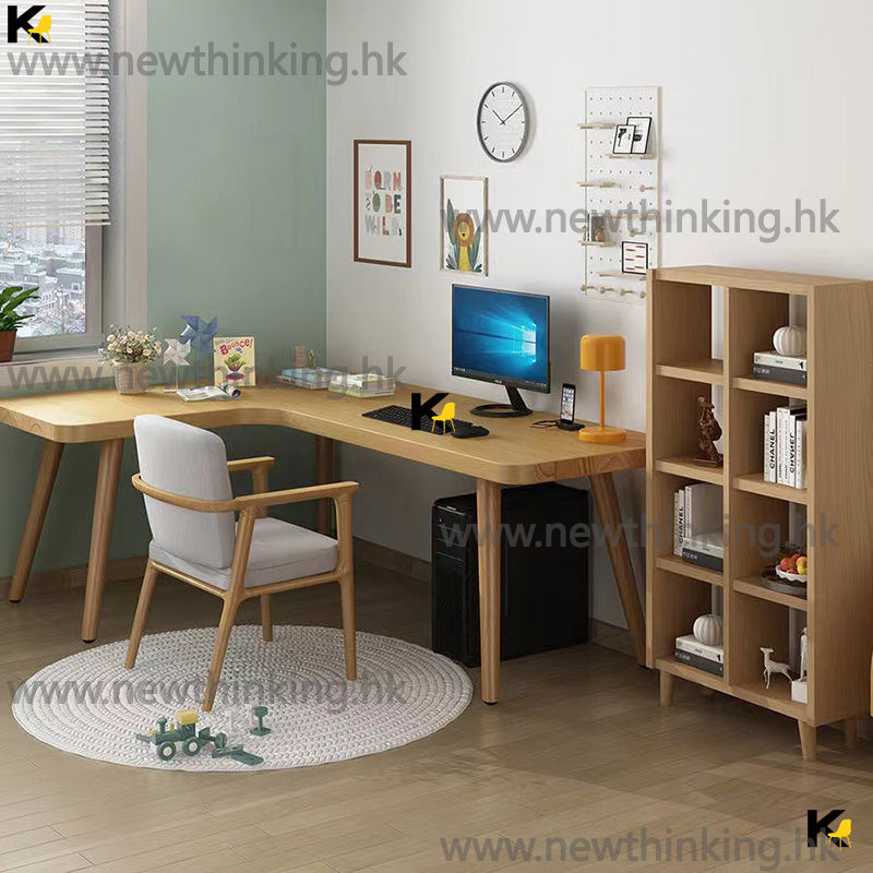 A&5227實木松木書桌 書台 轉角辦公枱 L形寫字台 L型電腦桌 電腦枱 辦公椅 電腦椅子 桌椅組合 結實耐用 全新桌子可訂製尺寸