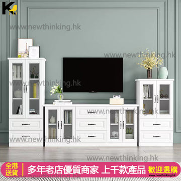 A&06120實木松木電視櫃 組合櫃 客廳收納櫃 儲物櫃 落地置物櫃 電視機櫃 電視邊櫃 高櫃 多顏色選擇實用電視櫃 全新包送貨高身櫃