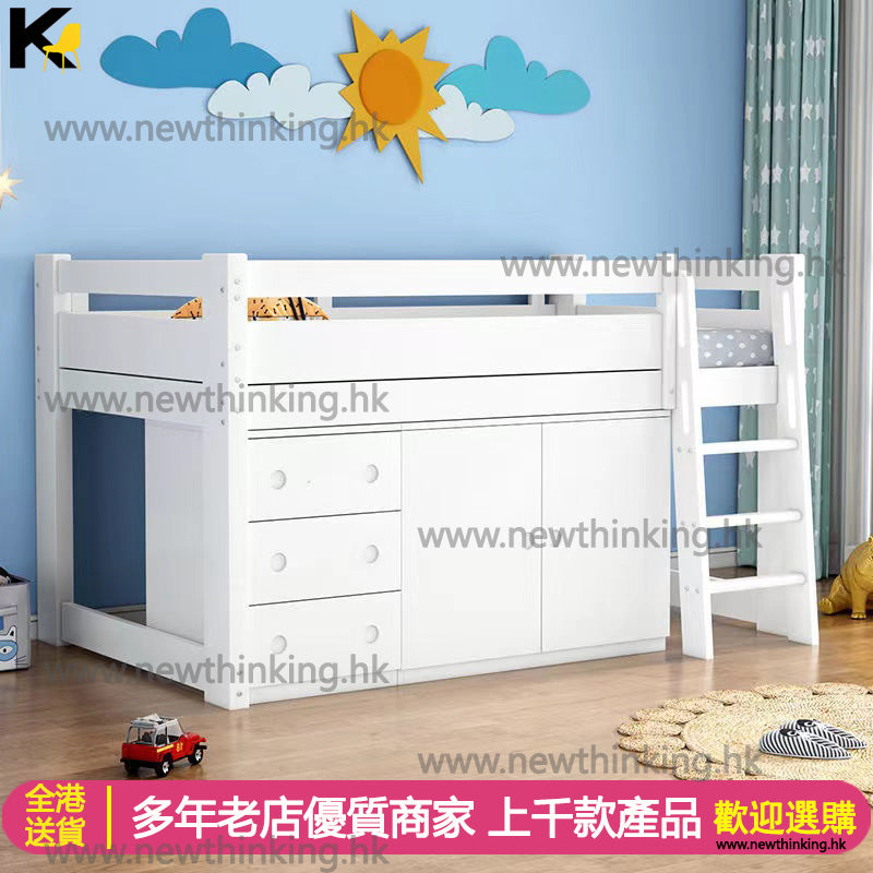 A&06121實木松木高架床 衣櫃床 組合床 兒童床 半高床 多功能儲物床