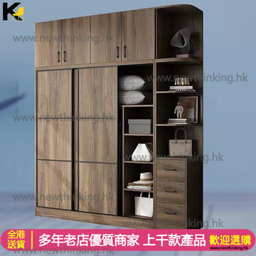 A&5225趟門衣櫃 臥室收納櫃 推拉門衣櫃 大容量衣櫃 移門衣櫃 儲物櫃 小戶型儲物櫃子收納大衣櫥