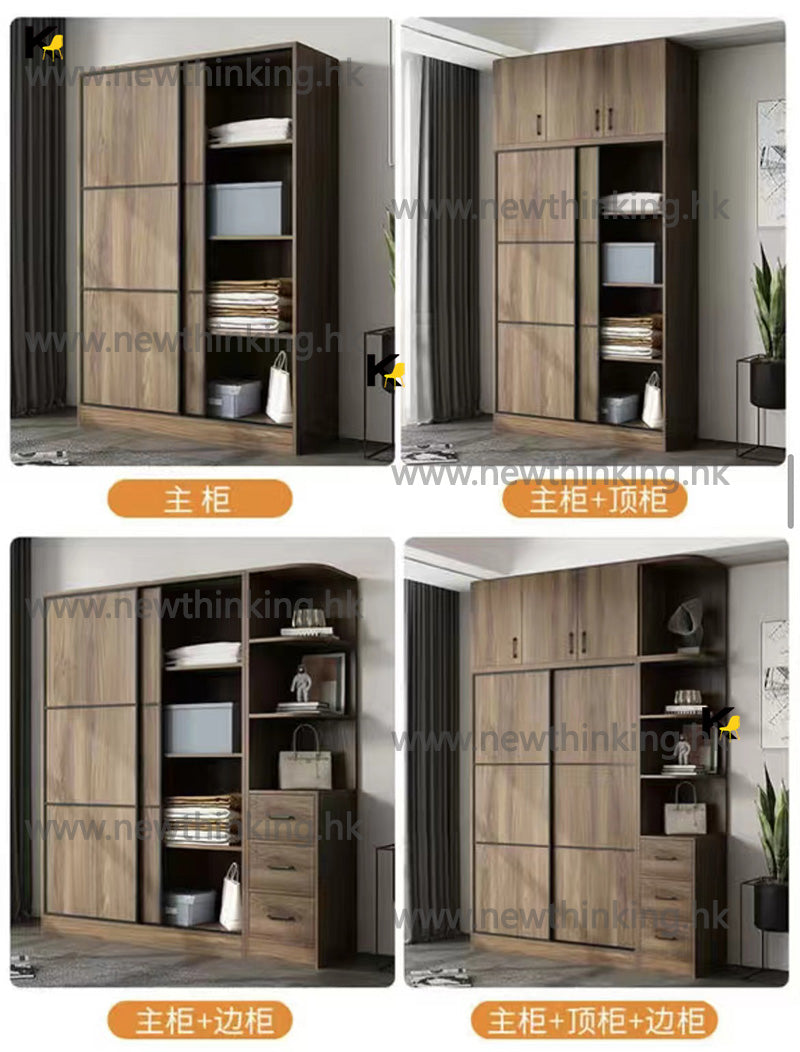 A&5225趟門衣櫃 臥室收納櫃 推拉門衣櫃 大容量衣櫃 移門衣櫃 儲物櫃 小戶型儲物櫃子收納大衣櫥