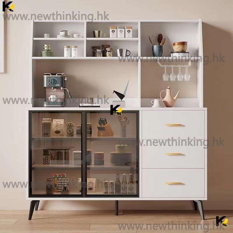 A&5226餐邊櫃 廚房收納櫃 碗櫃 趟門酒櫃 茶水櫃 墻櫃 餐廳櫃 置物櫃高身餐邊櫃多層實木板