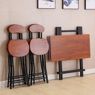 A&0244折叠餐桌 餐枱 家用圓形長方形餐枱椅組合 4人桌飯桌 飯枱 摺枱 簡易便捷式桌椅