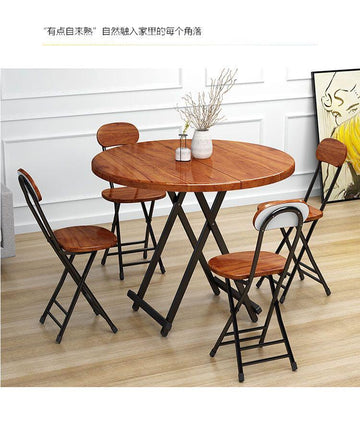 A&0244折叠餐桌 餐枱 家用圓形長方形餐枱椅組合 4人桌飯桌 飯枱 摺枱 簡易便捷式桌椅