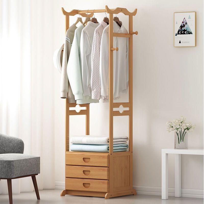A&0295楠竹衣架 多用途置物架 收納架 帶櫃桶 掛衣架 衣帽架 衣櫃
