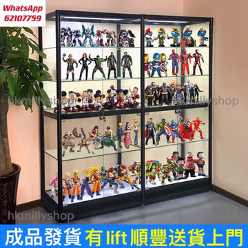 A&0997展示櫃 玻璃櫃 透明櫃 鋼化玻璃 樂高展示櫃貨架防塵家用玻璃陳列櫃