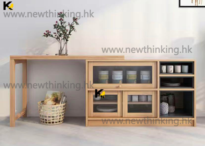 A&0865北欧餐邊櫃餐枱一體櫃 節約空間创意折叠餐桌小户型家用餐边柜简约吧台伸缩餐桌餐椅组合 餐枱 餐椅