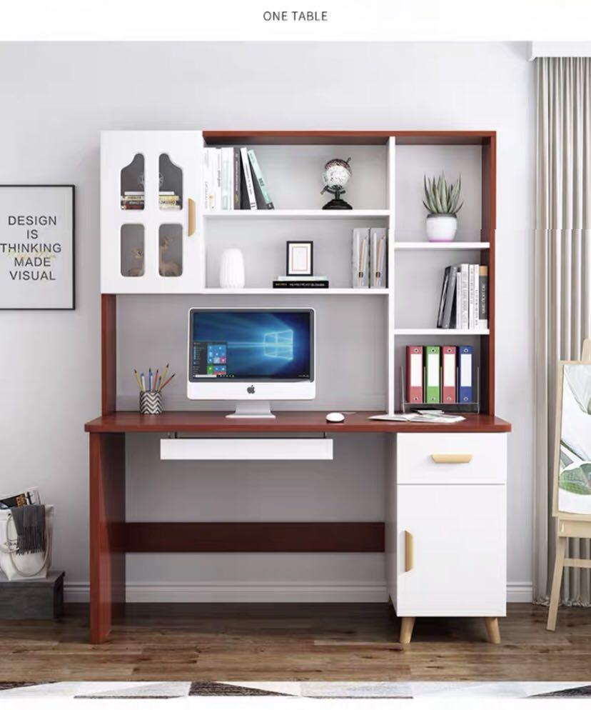 A&0195家用電腦枱 電腦桌 書桌 寫字枱 書枱 台式電腦桌 學生書架一體組合櫃