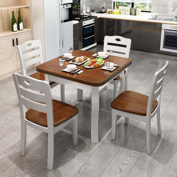 A&0203實木餐桌椅組合 餐檯可折疊餐桌 正方形長方形 四人位一桌四椅 多功能伸縮桌子 家用方桌