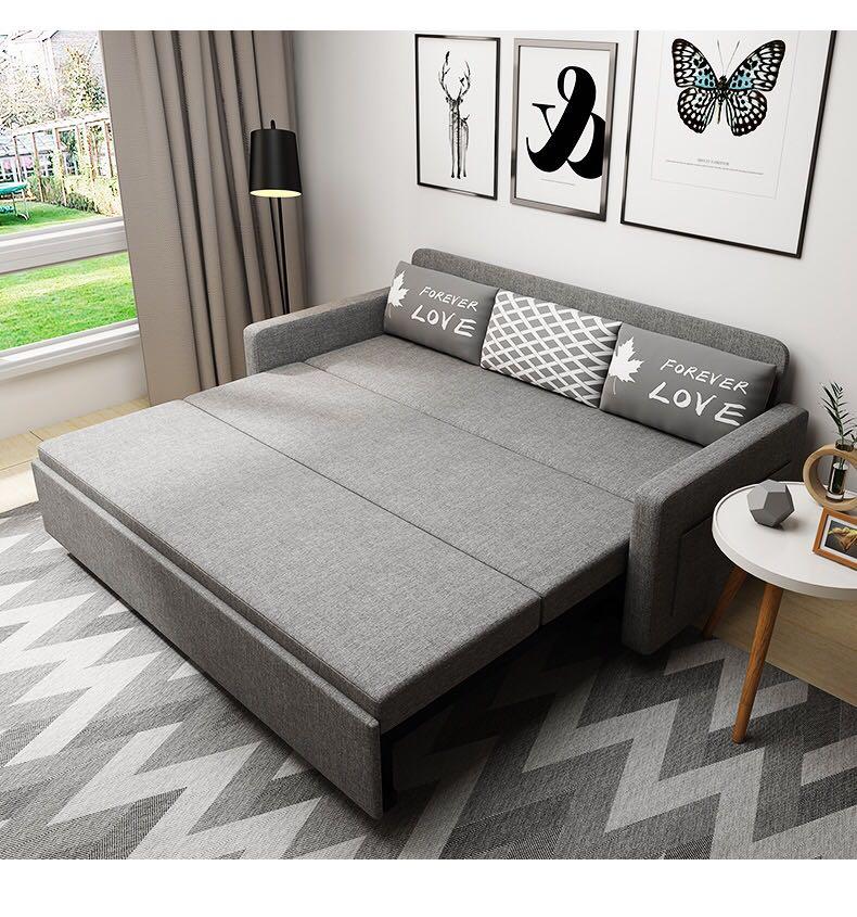 A&0199三防面料布藝梳化床 sofa bed 多顏色選擇實用儲物沙發床 防水防塵防污 折疊床 帶儲物空間